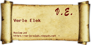Verle Elek névjegykártya